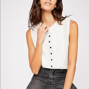 White free people button up bodysuit